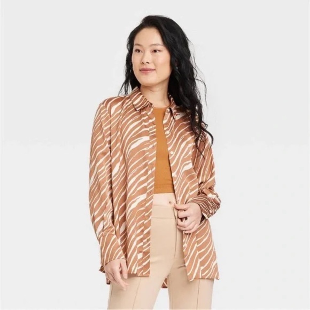 A New Day Brown and White Patterned Shirt